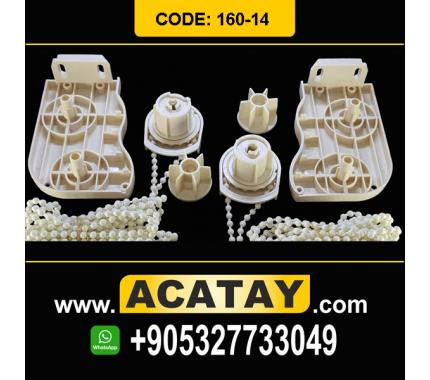 32mm Kapalı Kasa, Plastik Ayaklı, Çiftli Stor Perde Mekanizması Seti