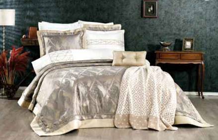 Vinaldi Nova Çift Kişilik Elyaflı Yatak Örtüsü Takımı Gri Taş